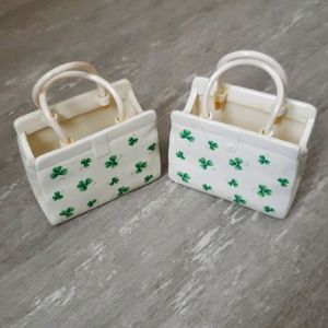 Pair of Lefton Clover Decorated Shopping Bags